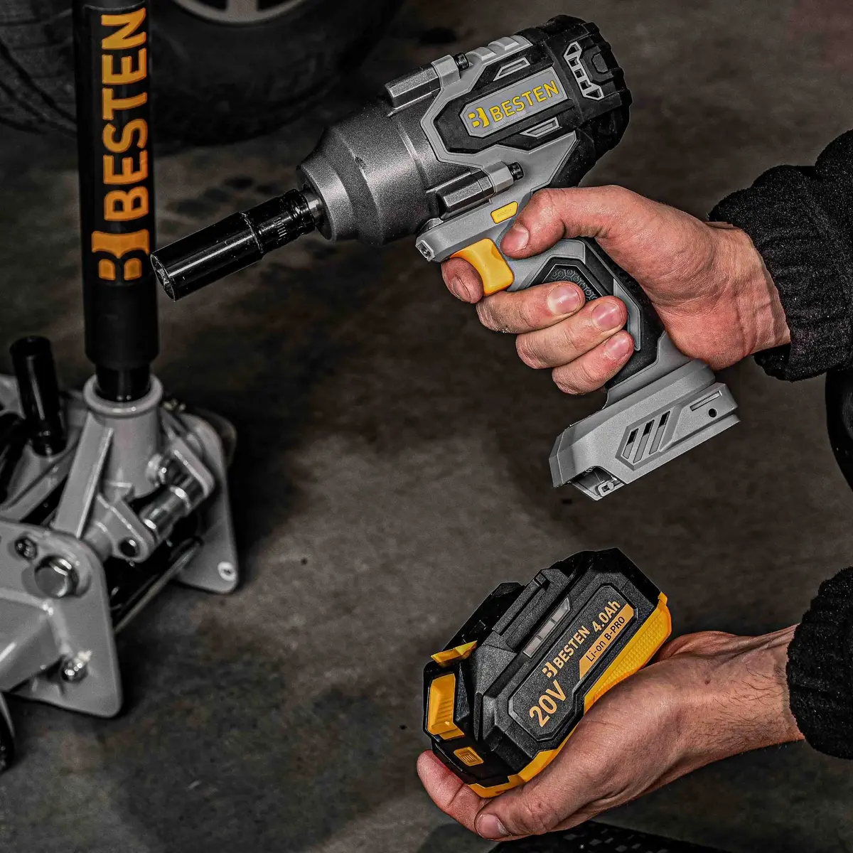 Klucz udarowy BESTEN BE0002892 szybka ładowarka i 2 akumulatory 4ah w zestawie